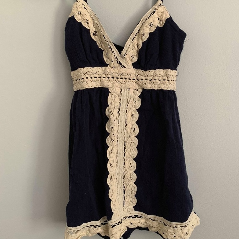 Navy Lacy V Neck Tank Top Xhilaration by Target